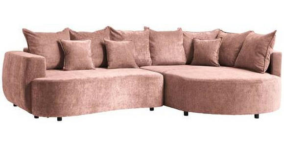 ECKSOFA in Chenille Rosa  - Schwarz/Rosa, Design, Kunststoff/Textil (307/194cm) - Carryhome