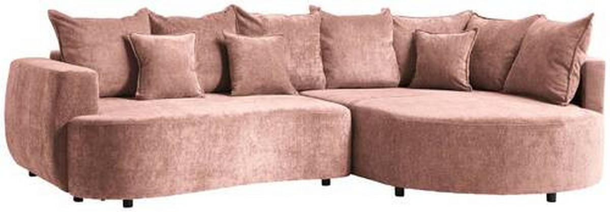 ECKSOFA in Chenille Rosa  307/194 cm  - Schwarz/Rosa, Design, Kunststoff/Textil (307/194cm) - Carryhome