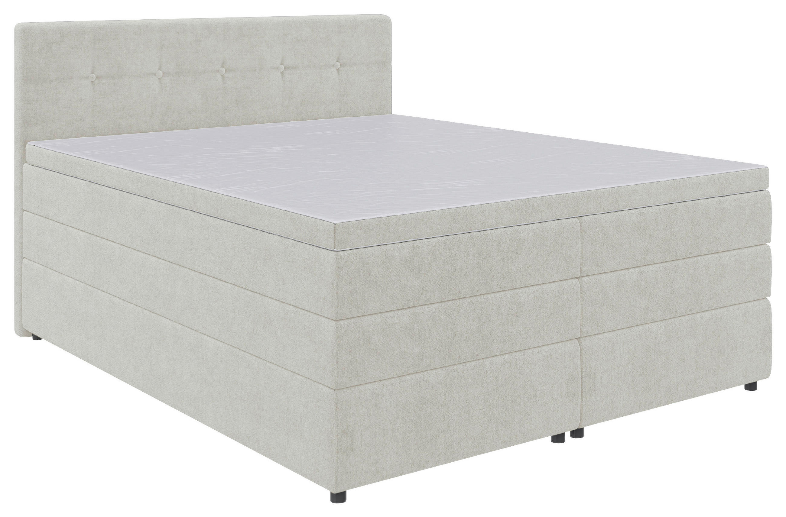 BOXSPRINGBETT 160/200 cm,  in Creme, Bettkasten, Topper, Matratzen, H3 = fest  - Creme/Schwarz, KONVENTIONELL, Kunststoff/Textil (160/200cm) - Boxxx