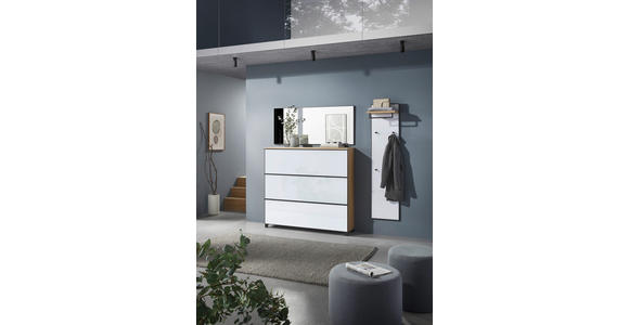 SCHUHKIPPER  in 140/126/31 cm  - Eichefarben/Anthrazit, Design, Glas/Holzwerkstoff (140/126/31cm) - Dieter Knoll