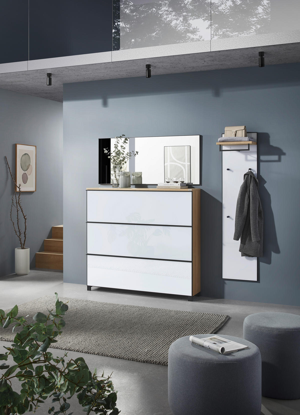 SCHUHKIPPER  in 140/126/31 cm  - Eichefarben/Anthrazit, Design, Glas/Holzwerkstoff (140/126/31cm) - Dieter Knoll