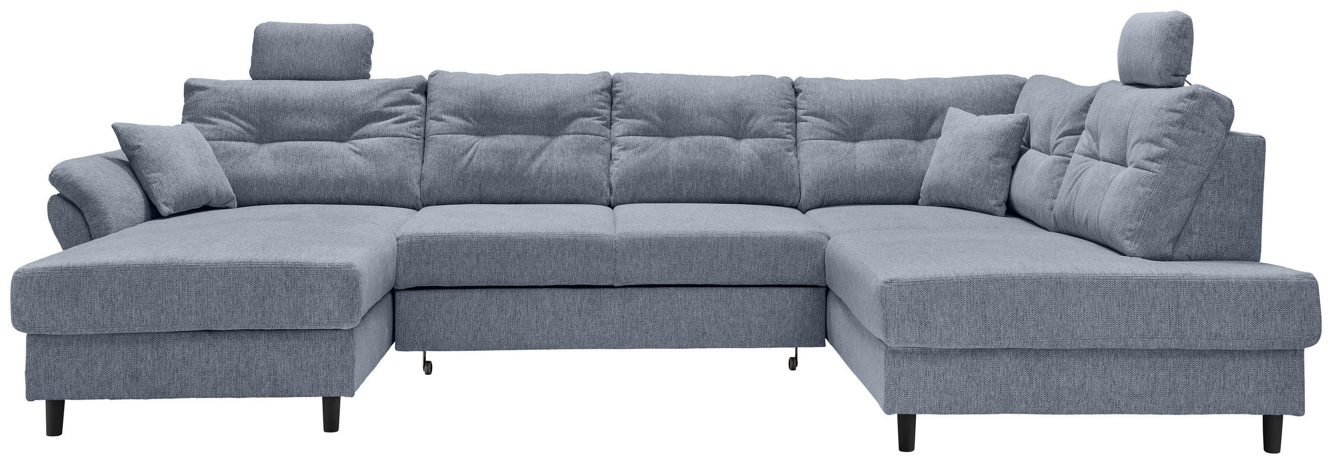 WOHNLANDSCHAFT Hellblau Chenille  - Schwarz/Hellblau, MODERN, Holz/Textil (176/338/206cm) - Livetastic