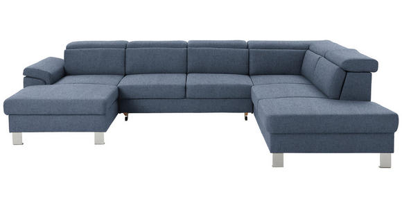 WOHNLANDSCHAFT inkl.Funktionen Blau Webstoff  - Blau/Silberfarben, Design, Textil/Metall (168/320/226cm) - Xora