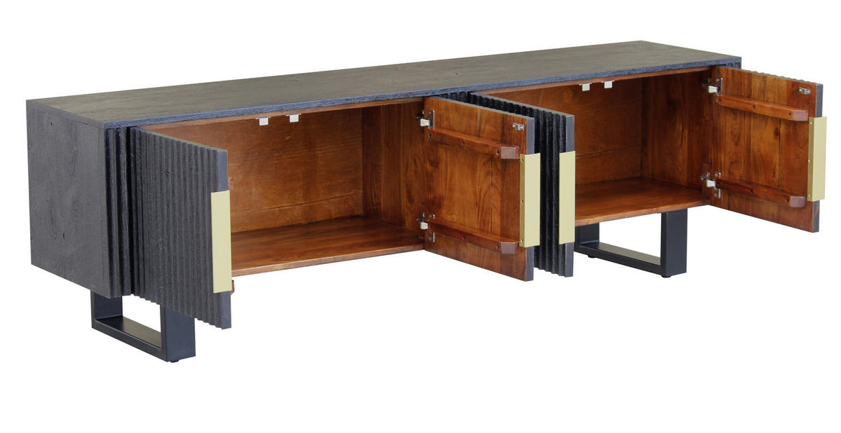 LOWBOARD  in 180/55/40 cm  - Goldfarben/Schwarz, Design, Holz/Metall (180/55/40cm) - Livetastic