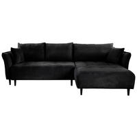 ECKSOFA in Chenille Schwarz  - Schwarz, Konventionell, Holz/Textil (290/160cm) - MID.YOU