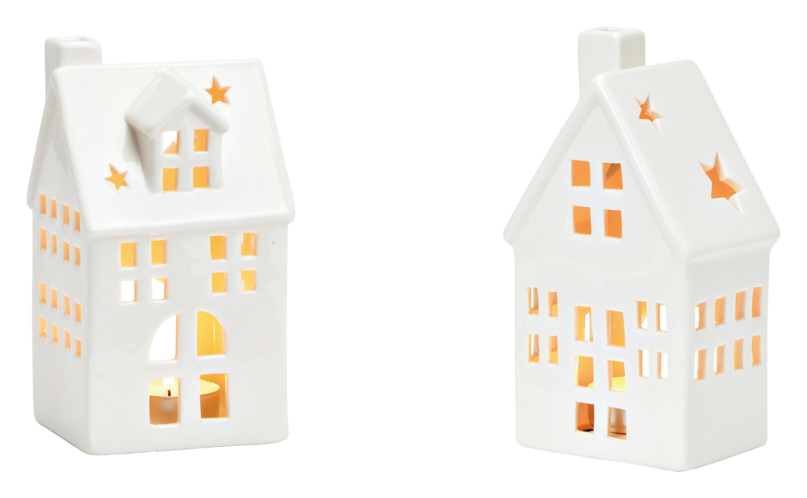 WINDLICHTSET 4-TLG - Weiß, Trend, Keramik (8/16/7cm) - X-Mas