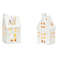 WINDLICHTSET HAUS 4-TLG. Weiß  - Weiß, Trend, Keramik (8/16/7cm) - X-Mas