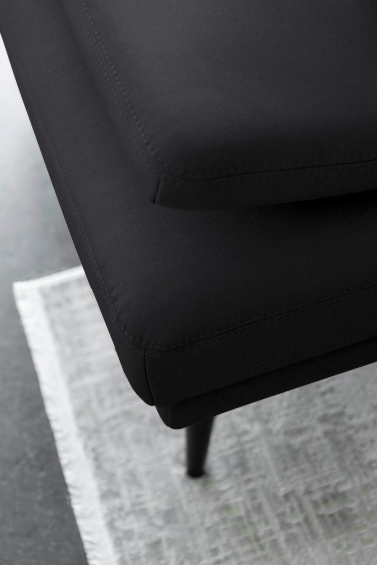 ECKSOFA Echtleder Schwarz  - Schwarz, Konventionell, Leder/Metall (180/301cm) - Joop!
