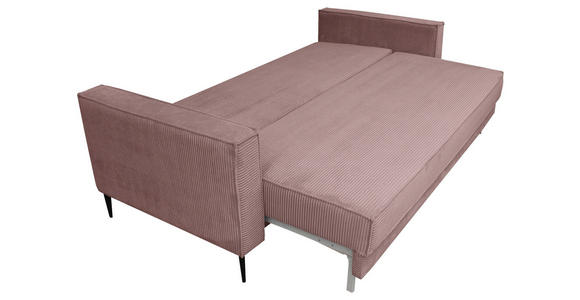 SCHLAFSOFA mit Liegefunktion, Rücken echt, haustierfreundlicher Bezug Cord Altrosa - Schwarz/Altrosa, KONVENTIONELL, Textil/Metall (222/93/98cm) - Carryhome