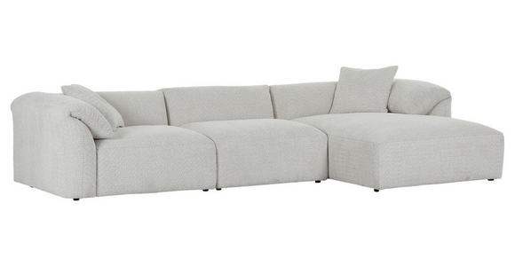 ECKSOFA in Chenille Creme 323/180 cm - Creme/Schwarz, MODERN, Kunststoff/Textil (323/180cm) - Carryhome