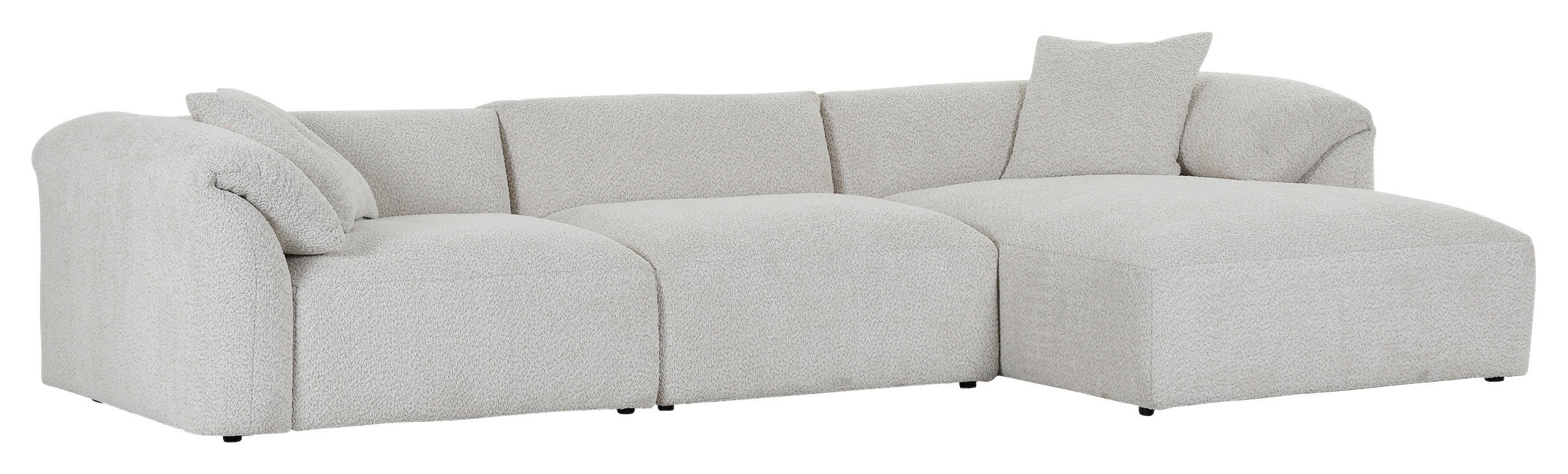 ECKSOFA Creme Chenille - Creme/Schwarz, MODERN, Kunststoff/Textil (323/180cm) - Carryhome