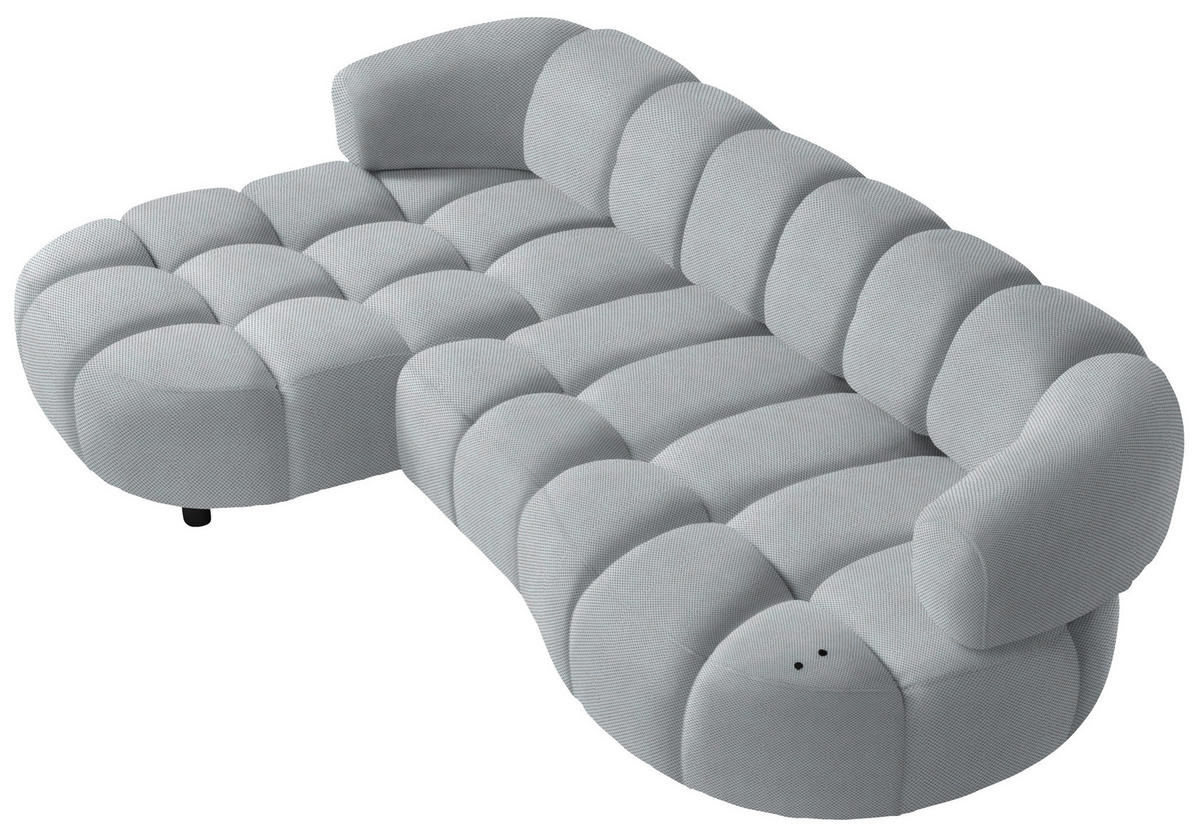 ECKSOFA in Webstoff Hellgrau  183/284 cm  - Hellgrau/Schwarz, Design, Holz/Textil (183/284cm) - Welnova