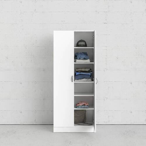 DREHTÜRENSCHRANK 69,2/170,4/34,6 cm 2-türig Weiß  - Silberfarben/Weiß, Basics, Holzwerkstoff/Metall (69,2/170,4/34,6cm) - MID.YOU