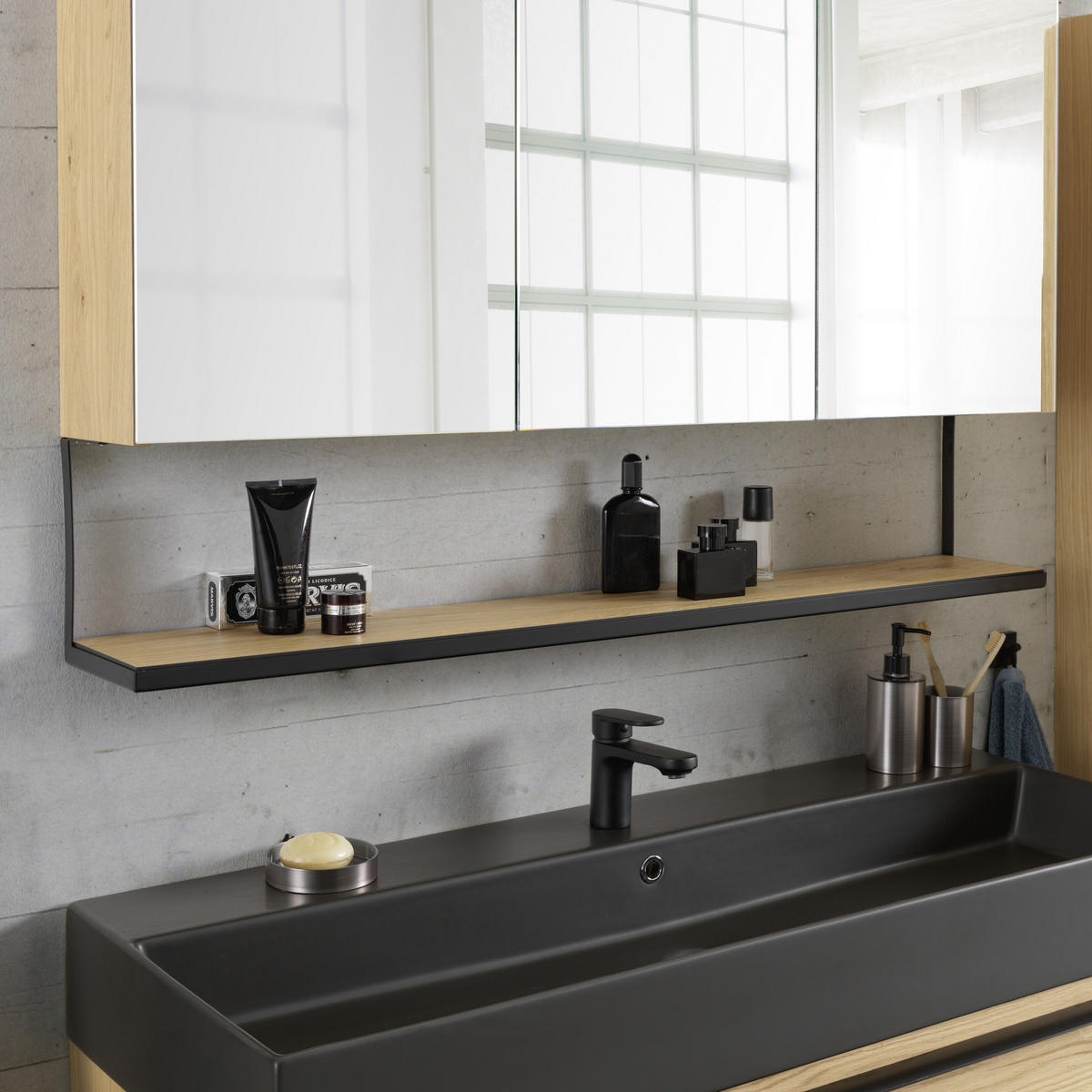 BADEZIMMER  in 120 cm  - Eichefarben/Schwarz, Modern, Glas/Holz (120cm) - Dieter Knoll
