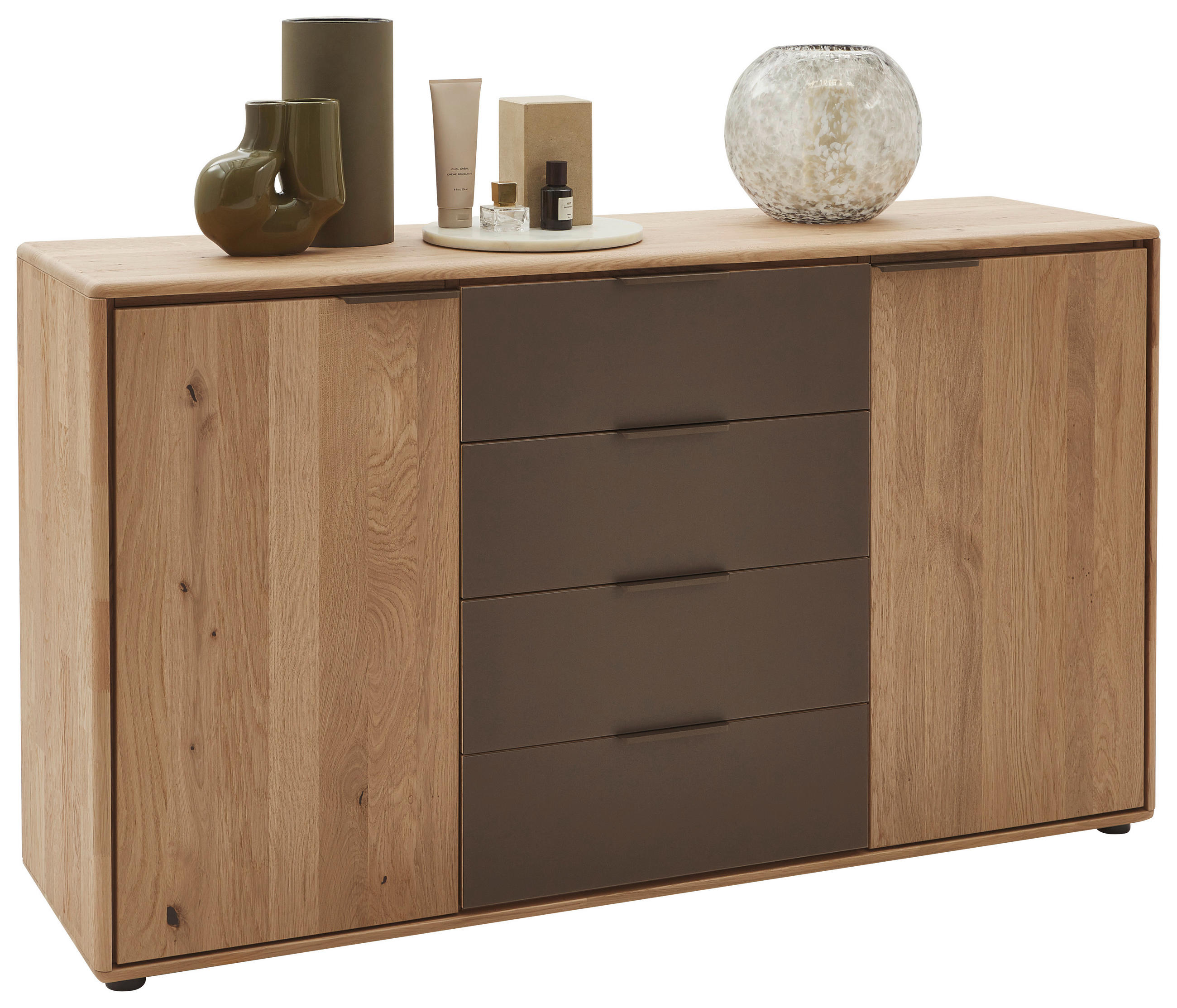 SIDEBOARD  in 154,6/88,2/44,2 cm  - Wildeiche/Schwarz, Natur, Glas/Holz (154,6/88,2/44,2cm) - Valnatura