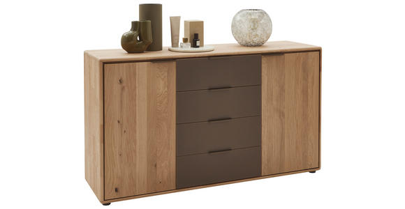 SIDEBOARD  in 154,6/88,2/44,2 cm  - Wildeiche/Schwarz, Natur, Glas/Holz (154,6/88,2/44,2cm) - Valnatura