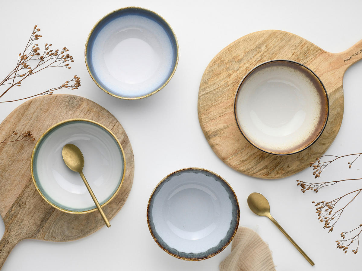 SCHÜSSELSET Cascade Bowls Mix  - Blau/Braun, Basics, Keramik (17,5/7,5cm) - Creatable
