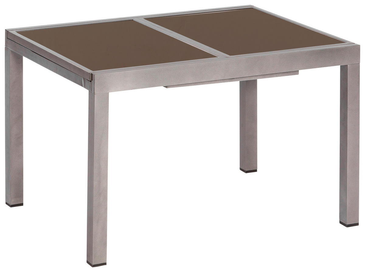 GARTENTISCH 180/100/75 cm Metall rechteckig  - Graphitfarben/Braun, MODERN, Glas/Metall (180/100/75cm) - Gardenson