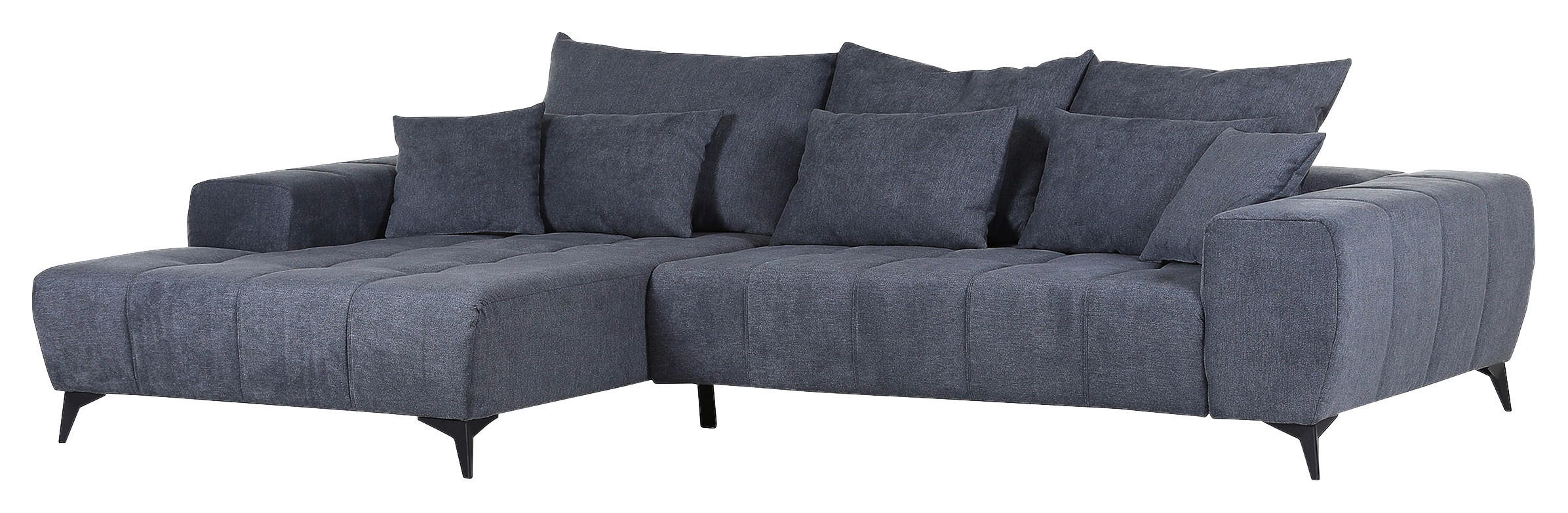 ECKSOFA in Flachgewebe Dunkelgrau - Dunkelgrau/Schwarz, Konventionell, Textil/Metall (205/300cm) - MID.YOU