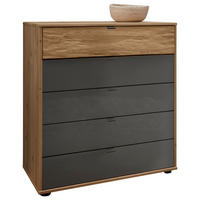 KOMODA, hrast bianco, lava siva  - črna/barve skrilavca, Design, kovina/steklo (80/86/49cm) - Dieter Knoll