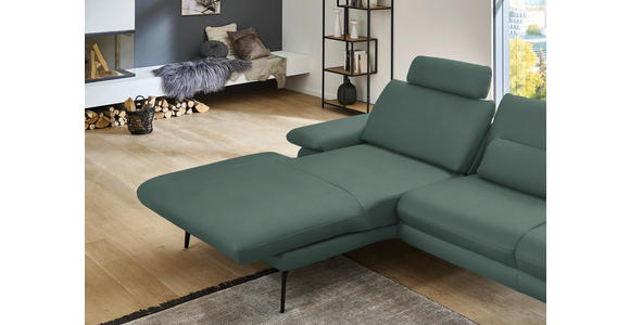 ECKSOFA in Echtleder Opal 180/310 cm - Opal/Schwarz, Design, Leder/Metall (180/310cm) - Dieter Knoll
