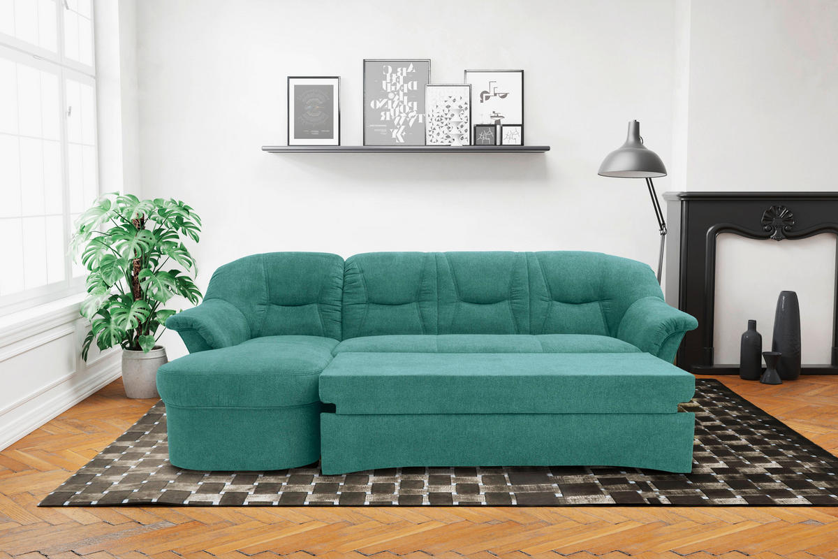 ECKSOFA in Mikrofaser Petrol  146/232 cm  - Petrol/Schwarz, KONVENTIONELL, Kunststoff/Textil (146/232cm) - MID.YOU