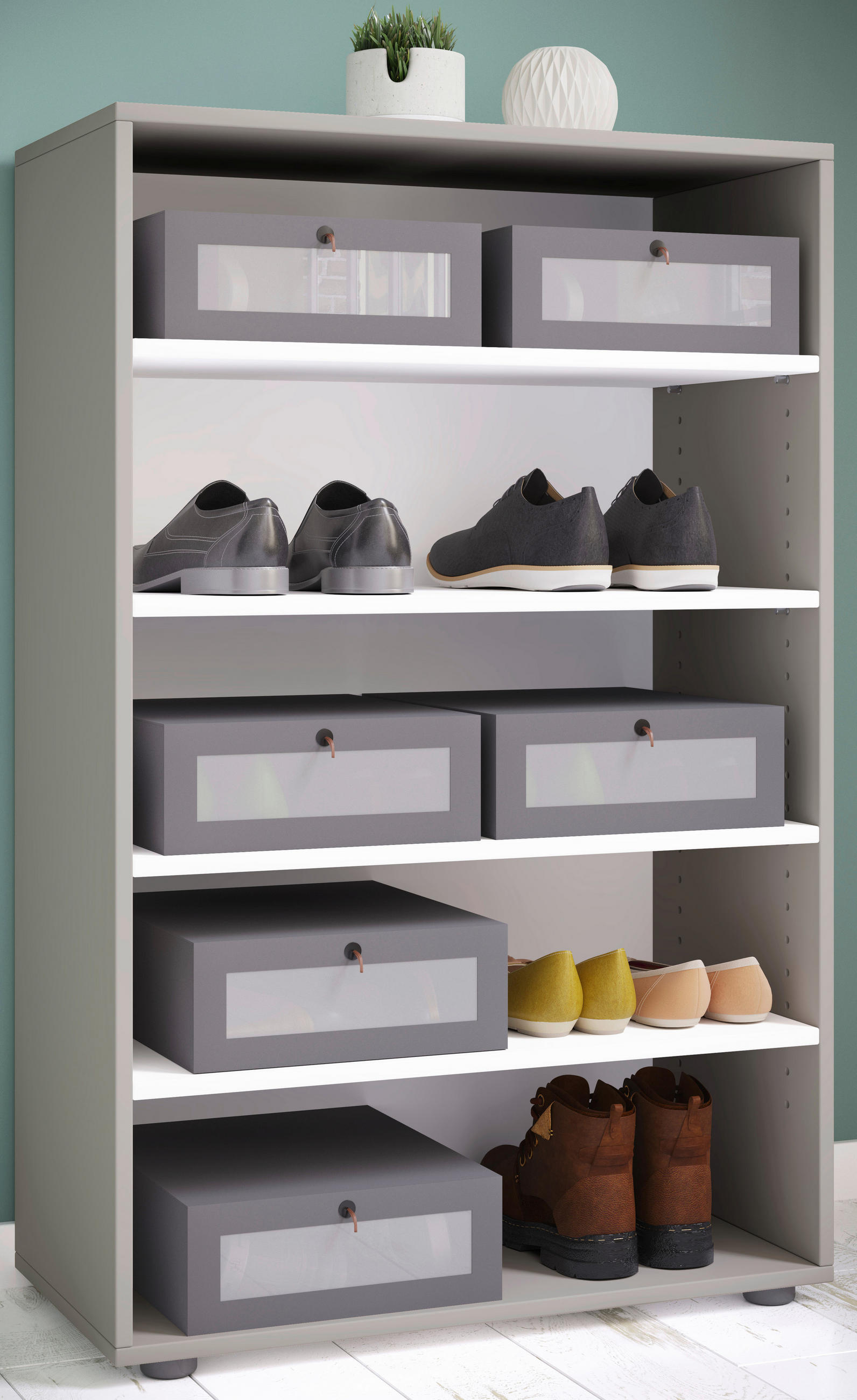 SCHUHREGAL Grau  - Grau, KONVENTIONELL, Holzwerkstoff (70/110/37cm) - MID.YOU