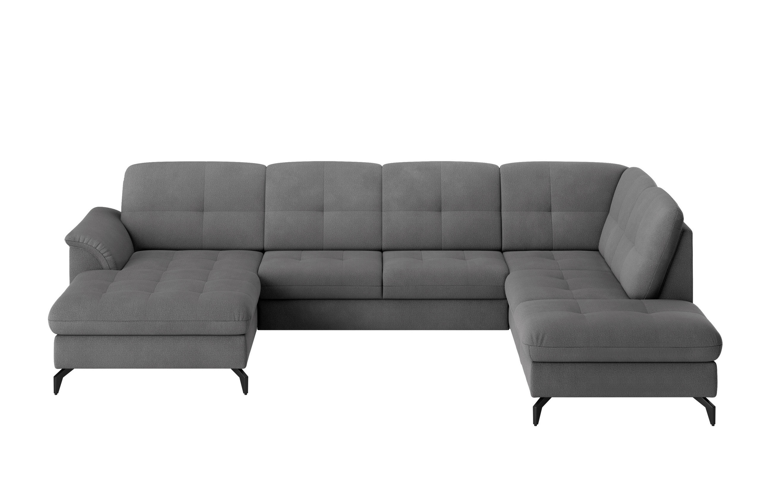 WOHNLANDSCHAFT in Flachgewebe Grau  - Schwarz/Grau, Modern, Textil/Metall (164/319/212cm) - Sit & More