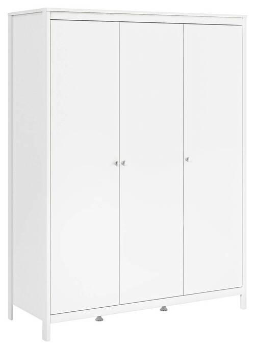 KLEIDERSCHRANK 150/199/58,4 cm 3-türig Weiß  - Silberfarben/Weiß, Basics, Leder/Holzwerkstoff (150/199/58,4cm) - MID.YOU
