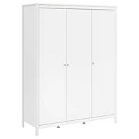 KLEIDERSCHRANK 150/199/58,4 cm 3-türig Weiß  - Silberfarben/Weiß, Basics, Leder/Holzwerkstoff (150/199/58,4cm) - MID.YOU