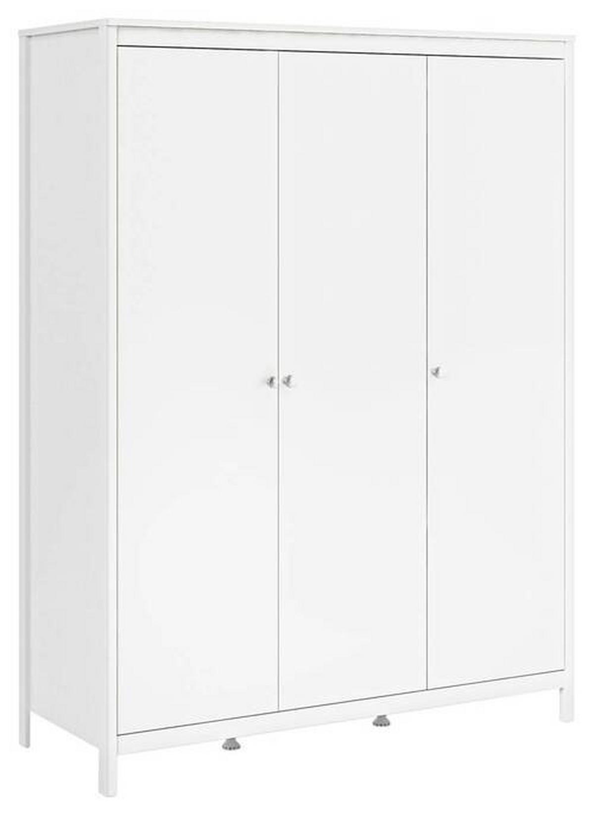KLEIDERSCHRANK 150/199/58,4 cm 3-türig Weiß  - Silberfarben/Weiß, Basics, Leder/Holzwerkstoff (150/199/58,4cm) - MID.YOU