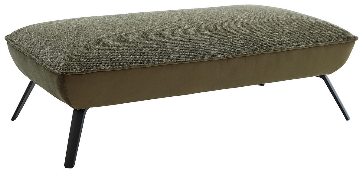 HOCKER Flachgewebe Olivgrün  - Chromfarben/Schwarz, Design, Textil/Metall (142/43/80cm) - Moderano