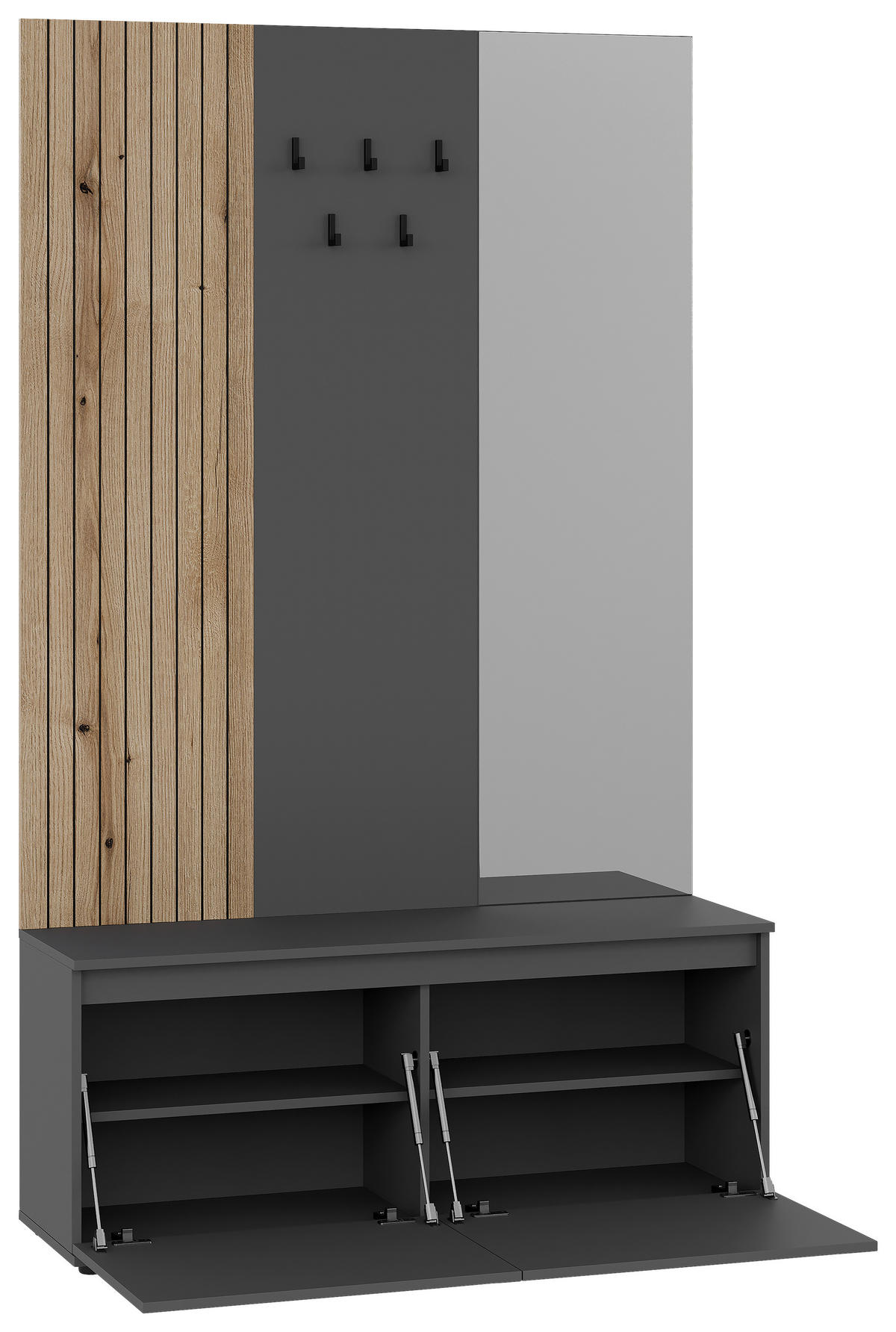 ŠATNA, 120/200/36,6 cm - barvy dubu/antracitová, Konvenční, kompozitní dřevo (120/200/36,6cm) - Carryhome