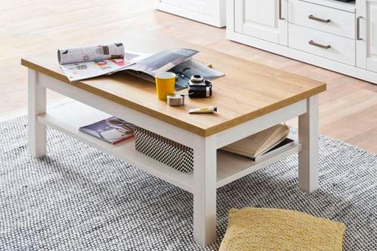 COUCHTISCH in Holzwerkstoff 114/70/46 cm  - Eichefarben/Weiß, Design, Holzwerkstoff (114/70/46cm) - Livetastic