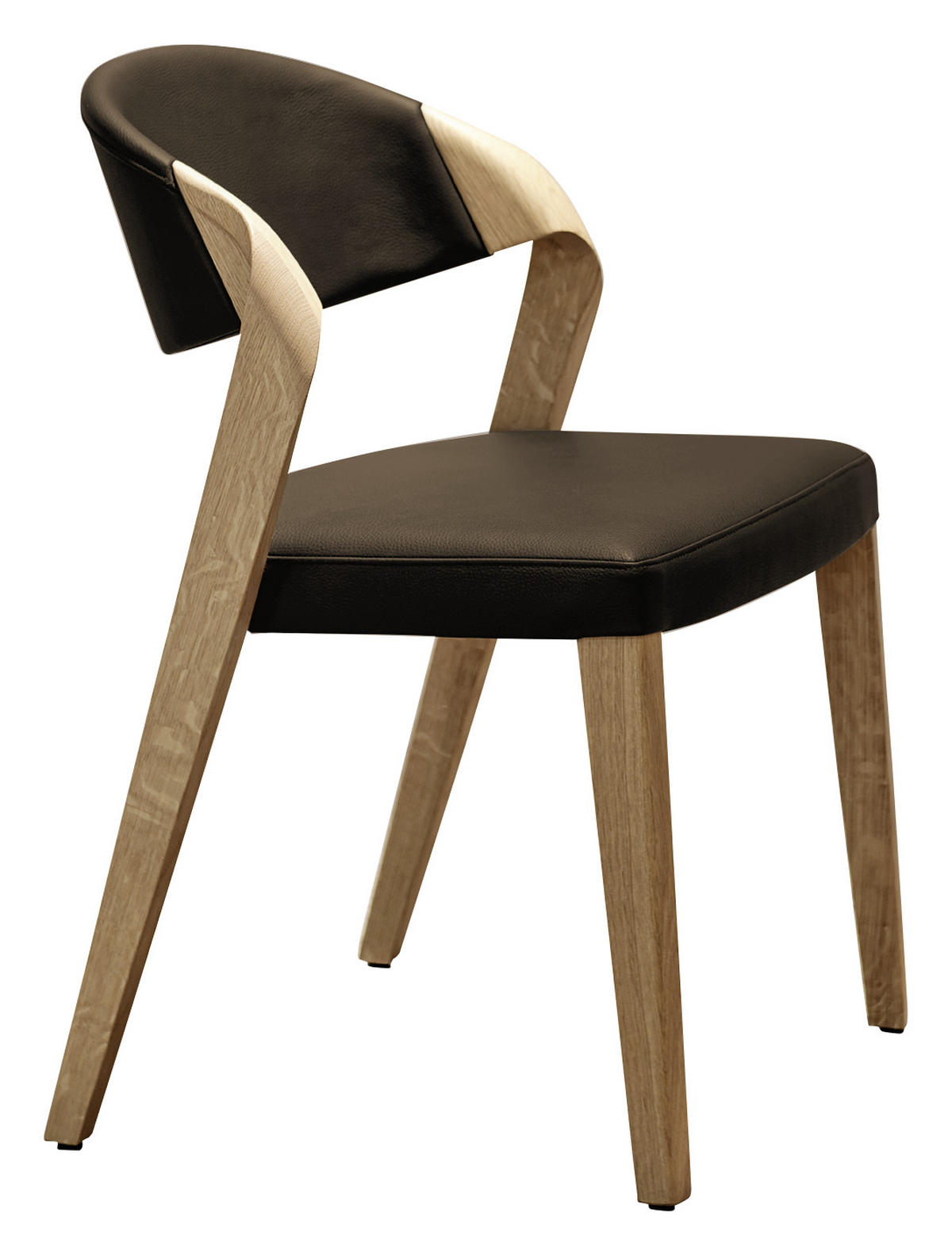 STUHL  in Echtleder pigmentiert  - Eichefarben/Braun, Natur, Leder/Holz (53/82/57cm) - Voglauer