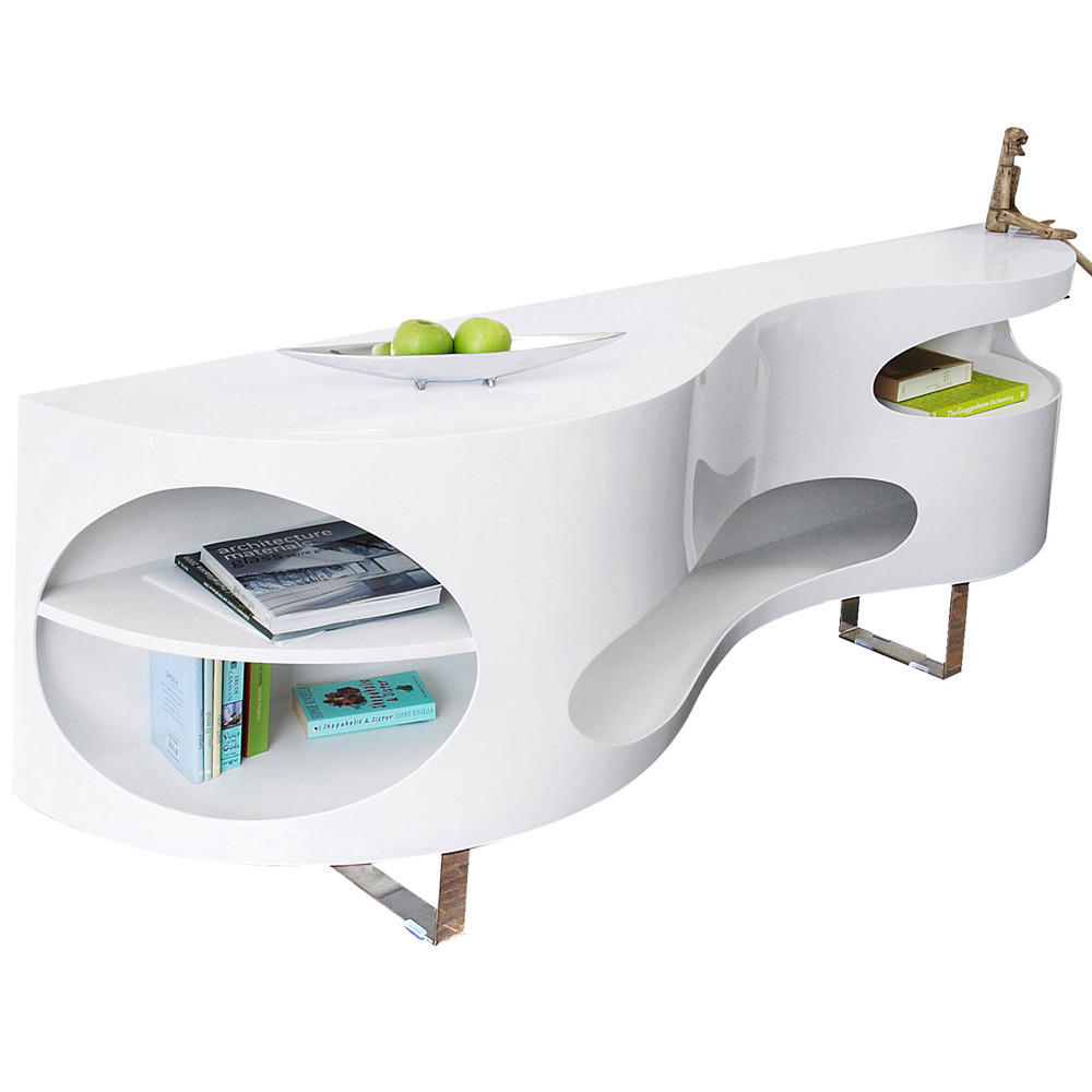 SIDEBOARD  in 200/60/50 cm  - Edelstahlfarben/Weiß Hochglanz, Design, Holzwerkstoff/Metall (200/60/50cm) - Livetastic