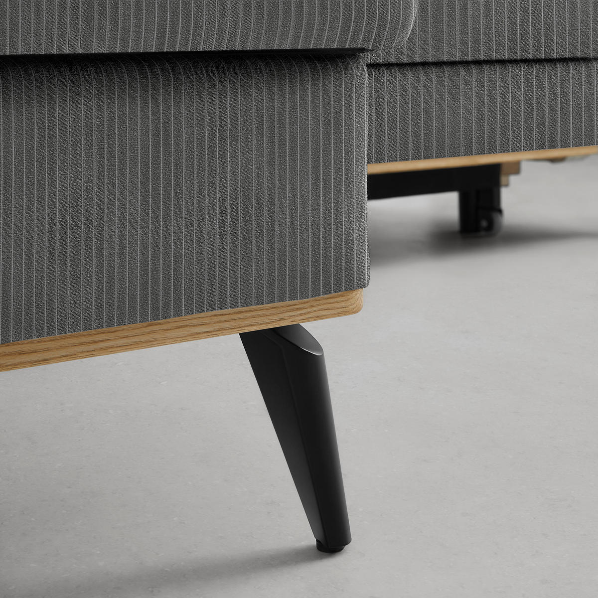 ECKSOFA Chenille, Cord Graphitfarben  - Schwarz/Graphitfarben, Konventionell, Holz/Textil (167/87/234cm) - MID.YOU