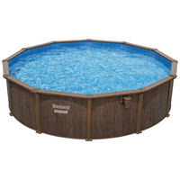 POOL SET 56384 460/132 cm  - Blau/Dunkelbraun, KONVENTIONELL, Kunststoff/Metall (460/132cm) - Bestway