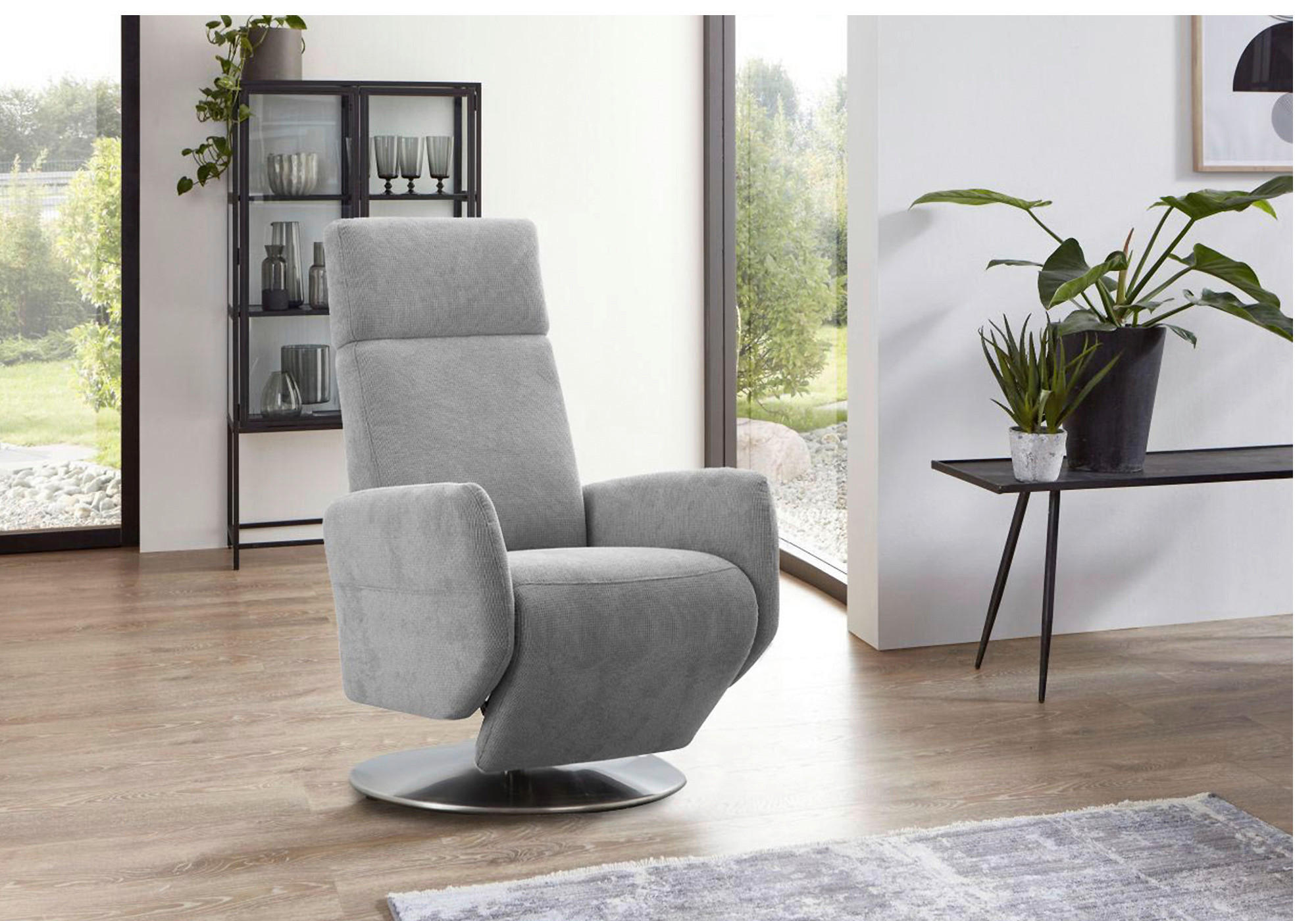 RELAXSESSEL KOBRA V Flachgewebe    - Chromfarben/Grau, KONVENTIONELL, Textil/Metall (71/110/82cm) - Sit & More