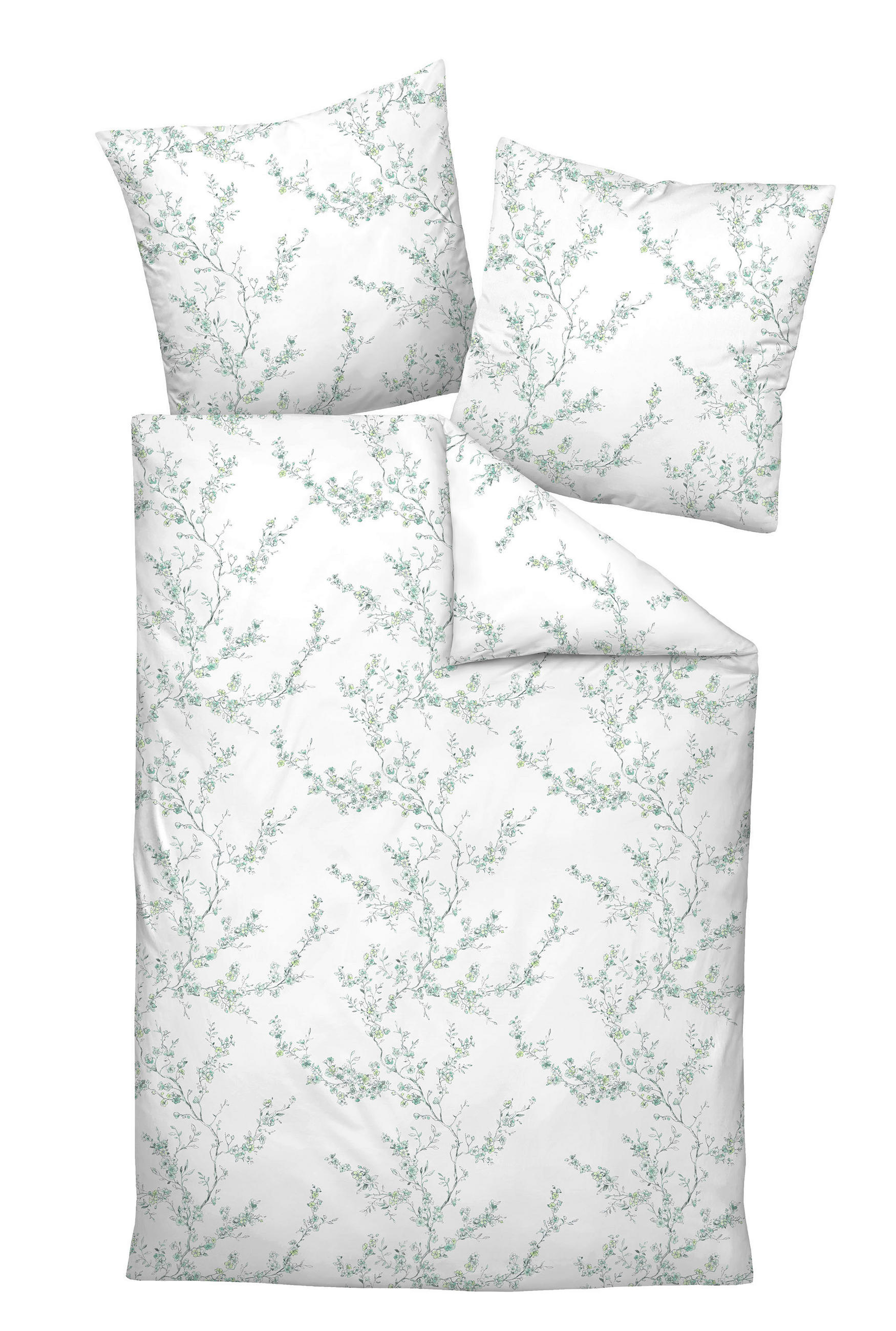 POSTELJNINA MILANO 135/200 cm mako saten zelena, bela  - zelena/bela, Konvencionalno, tekstil (135/200cm) - Janine
