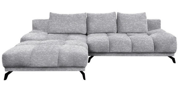 ECKSOFA in Chenille Grau  - Schwarz/Grau, MODERN, Textil/Metall (182/290cm) - Hom`in