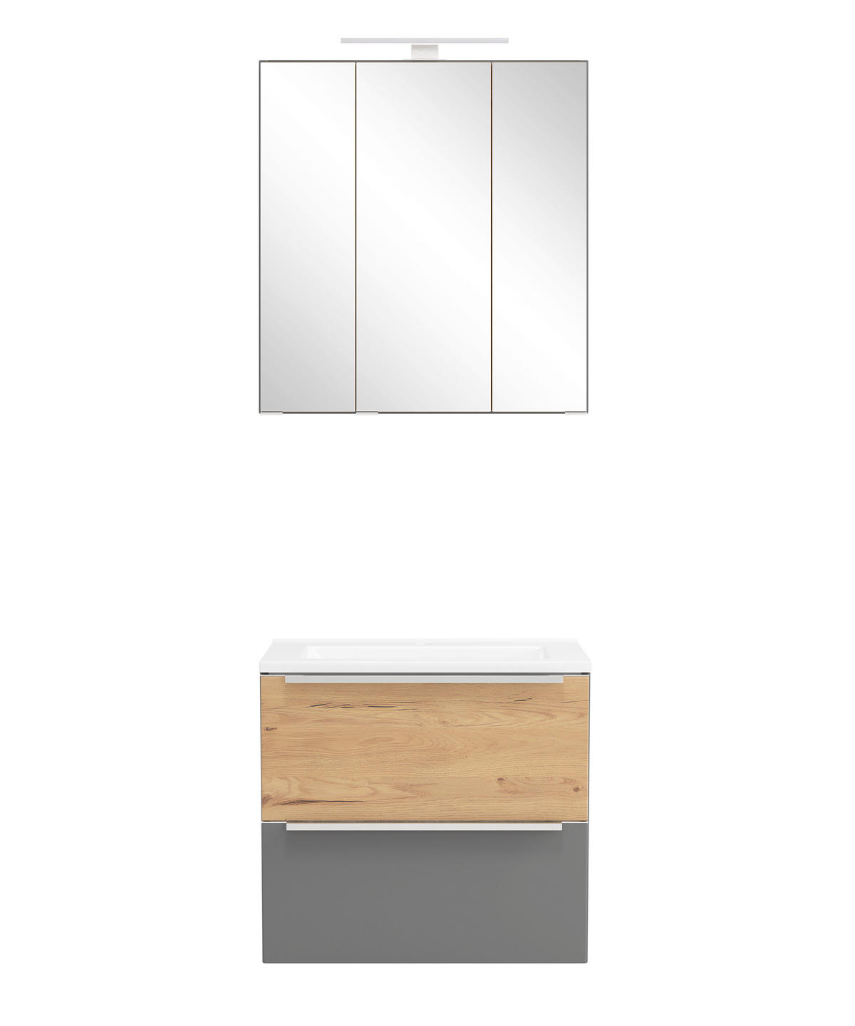 BADEZIMMER 2-teilig  in 60 cm  - Wildeiche/Edelstahlfarben, Trend, Glas/Holzwerkstoff (60cm) - Held