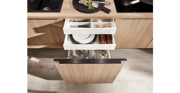 EINBAUKÜCHE   - Eichefarben/Graphitfarben, Design, Holzwerkstoff - Xora