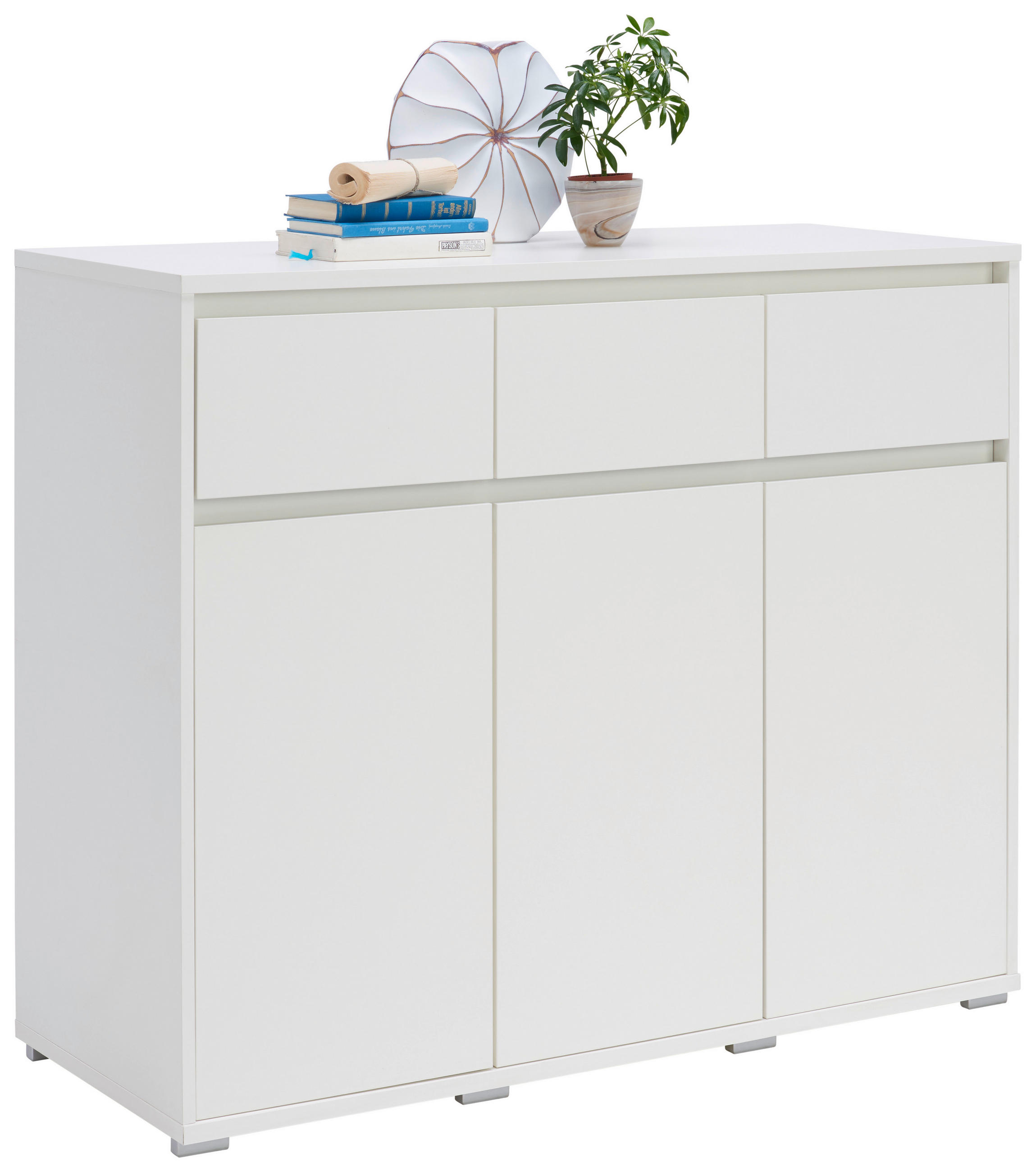 KOMODA, bílá, 120/103/48 cm - bílá/barvy hliníku, Design, kompozitní dřevo/plast (120/103/48cm) - Carryhome