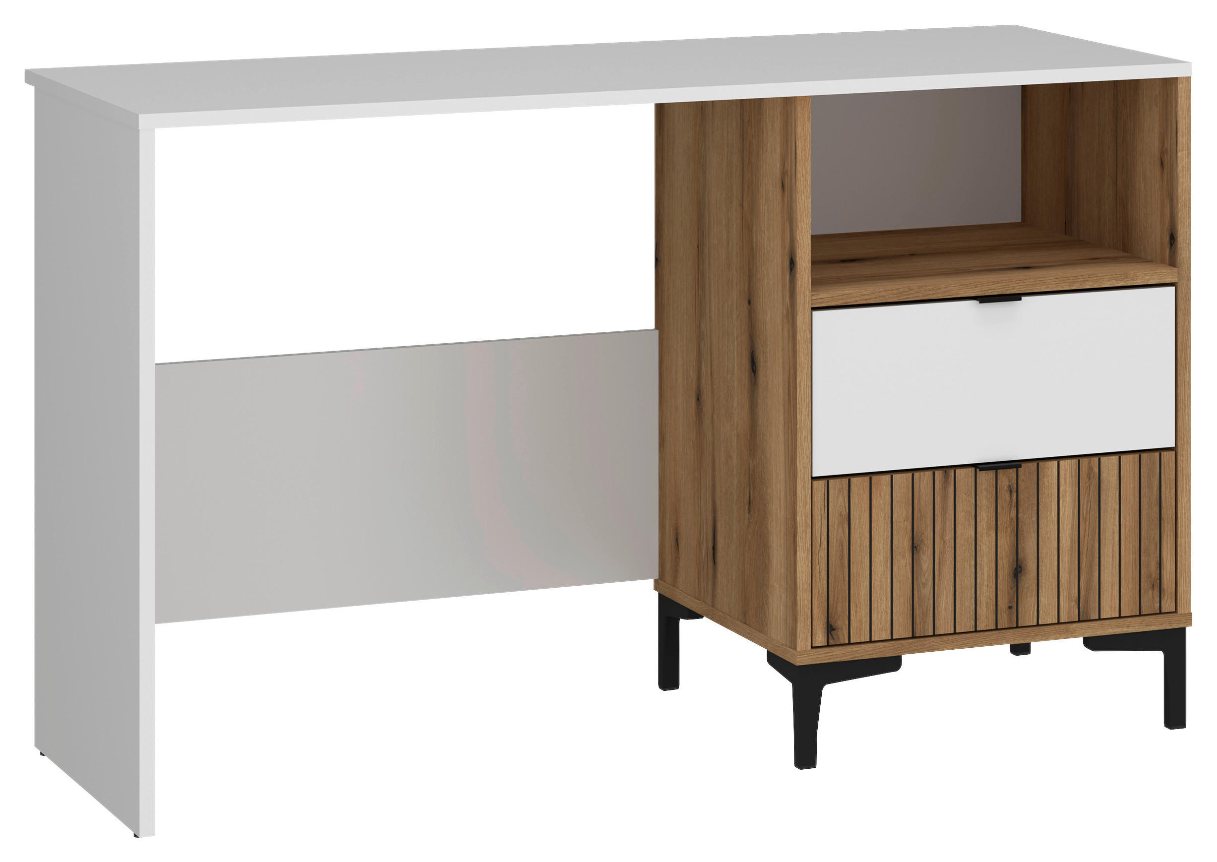 SCHREIBTISCH 120/60/78 cm  in Weiß, Eichefarben  - Eichefarben/Schwarz, MODERN, Holzwerkstoff/Kunststoff (120/60/78cm) - MID.YOU