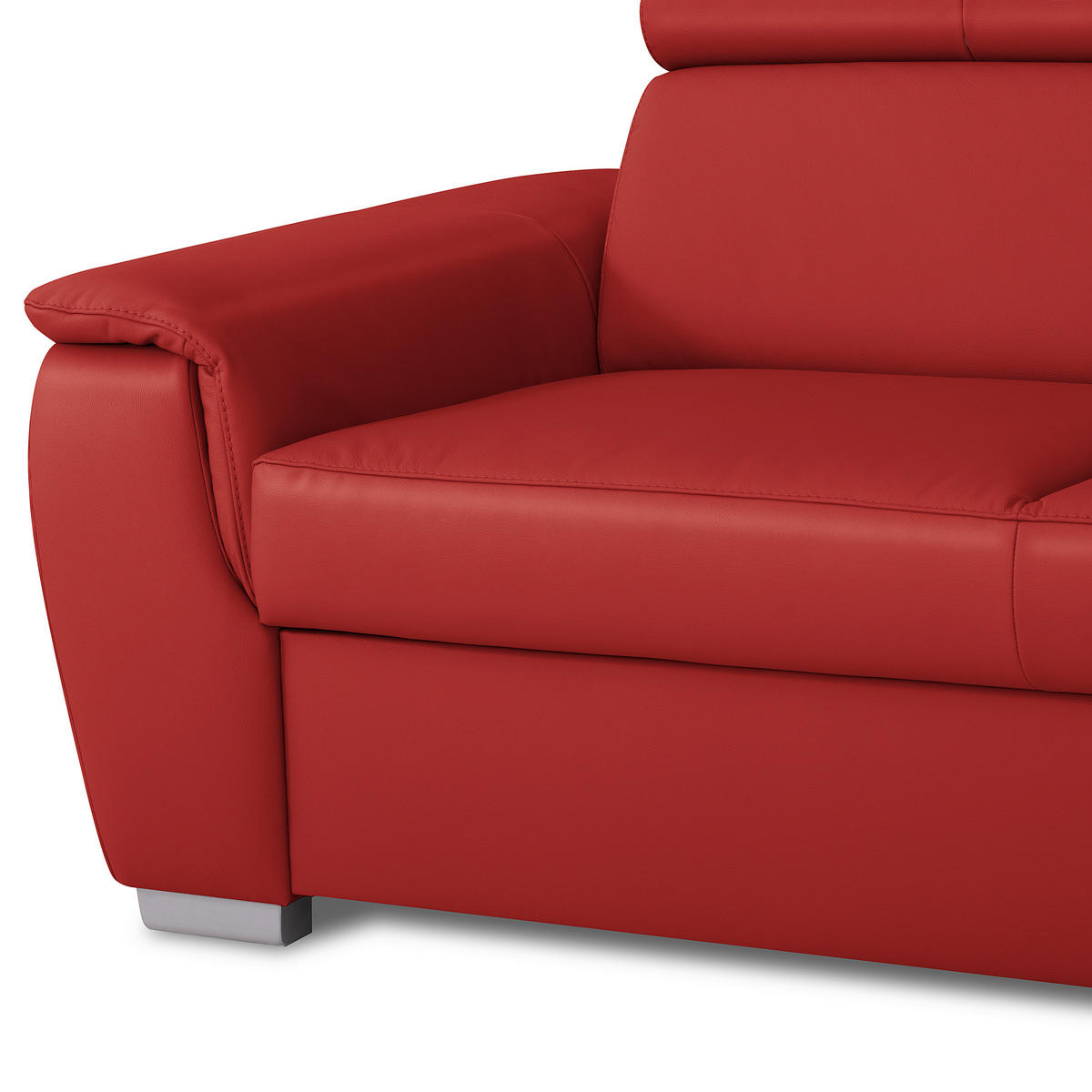 ECKSOFA  in Lederlook Echtleder Rot  - Silberfarben/Rot, Leder/Holz (262/211cm) - Celina Home