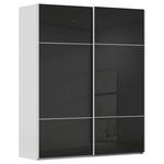 SCHWEBETÜRENSCHRANK 162/223/68 cm 2-türig Grau, Schwarz  - Schwarz/Grau, KONVENTIONELL, Glas/Holzwerkstoff (162/223/68cm) - Novel