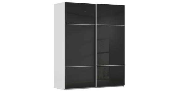 SCHWEBETÜRENSCHRANK 162/223/68 cm 2-türig Grau, Schwarz - Schwarz/Grau, KONVENTIONELL, Glas/Holzwerkstoff (162/223/68cm) - Novel