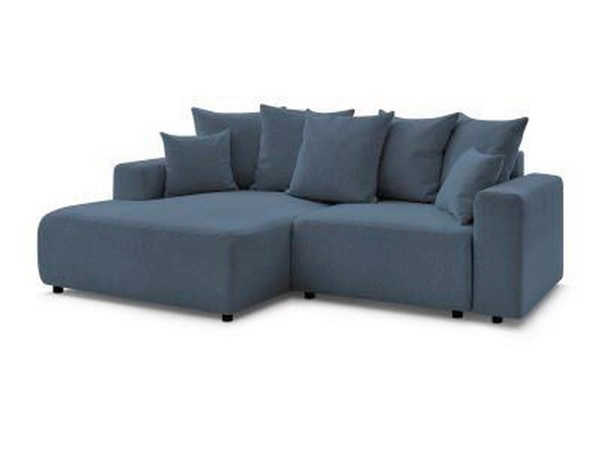 ECKSOFA Ottomane links  ATILLA Blau Flachgewebe  - Blau/Schwarz, MODERN, Kunststoff/Textil (149/244cm)