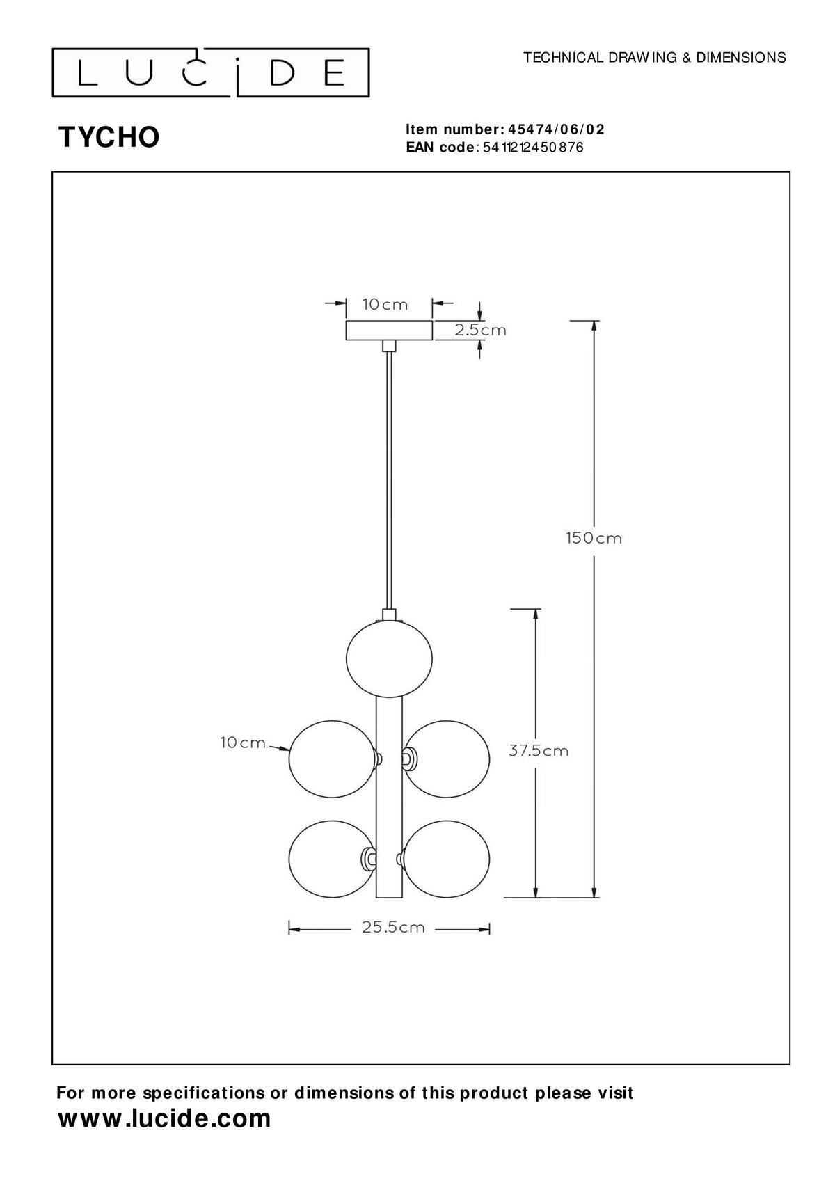 HÄNGELEUCHTE Tycho 25.5/25.5/150 cm   - Messingfarben, Design, Glas (25.5/25.5/150cm) - Lucide